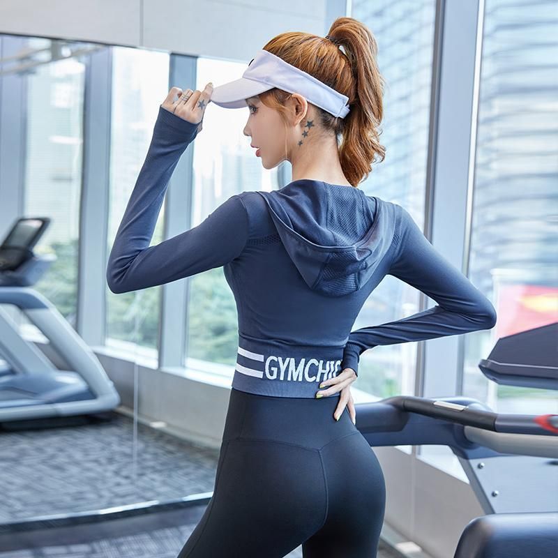 Sportjacke für damen, frühling/herbst, eng anliegend, lauf- und yoga-tops, freizeitjacke, kapuzenstrickjacke, trainingskleidung