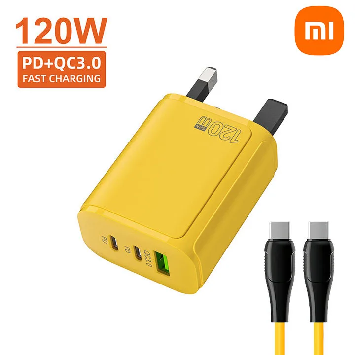 Xiaomi 120W Ultra Fast Charging Dual PD Quick Mobile Phone Charger 3 Ports QC3.0 USB Type C GaN Charger EU/US/UK Wall Adapter: Sliver