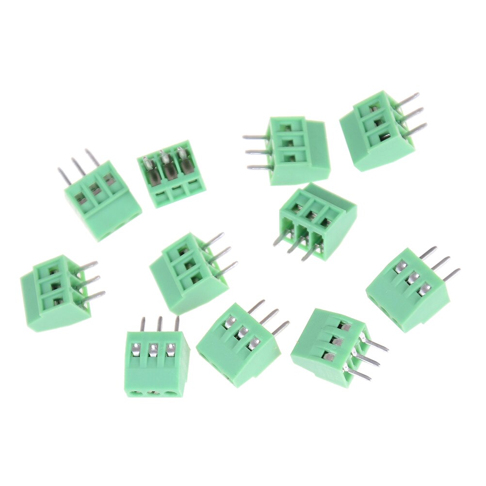 10Pcs Huxuan 5Mm 3Pins 3P Pcb Screw Terminal Block Connectors 150V 6A DG128 KF128 KF128-3P koper Pcb Terminal Blokken Groen
