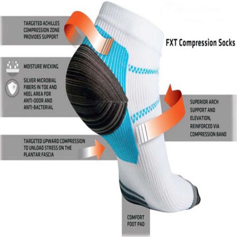 Calcetines deportivos transpirables para fascitis Plantar, calcetín de compresión para aliviar el dolor en el arco del talón, ropa deportiva, 2 uds.