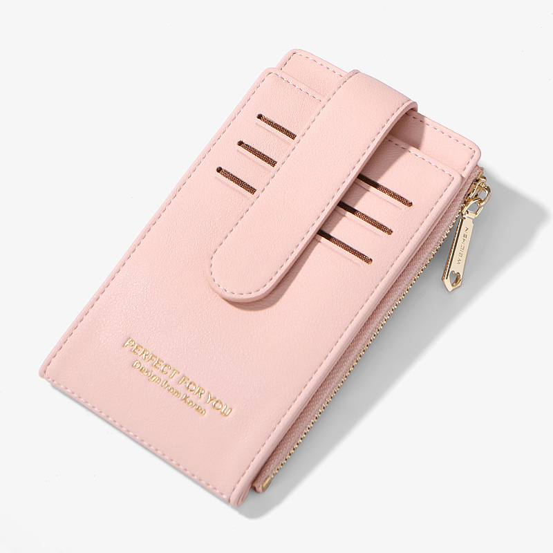 Porte-cartes RFID pour femmes, portefeuille Anti-vol, cartes de crédit de visite, sac à fermeture éclair, poche de porte-monnaie: Soft Pink