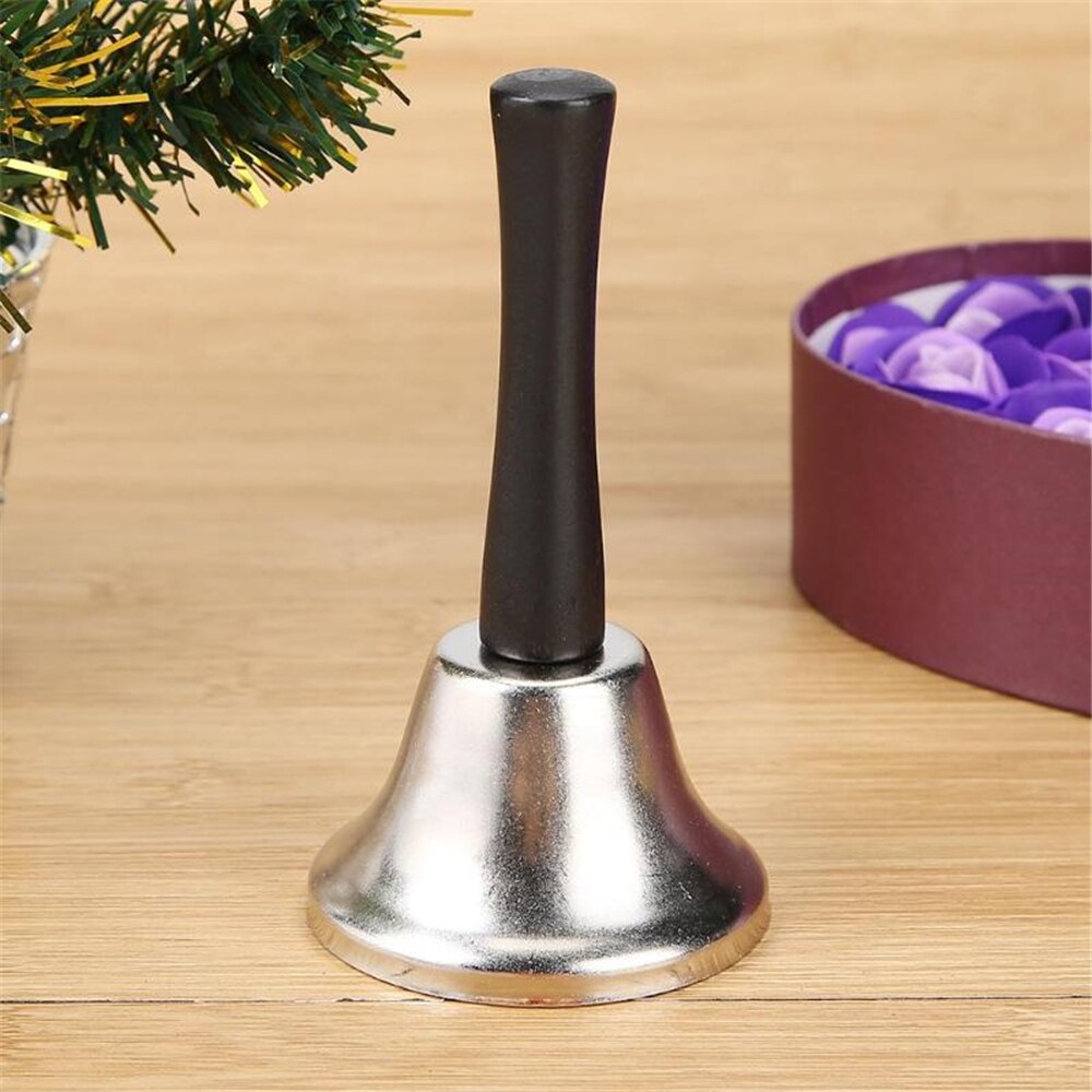 Zilver Tafelbel Houten Handvat Diner Hand Bell Voor Home School Restaurant Bellen Jingle Bells Kerstversiering Praktische