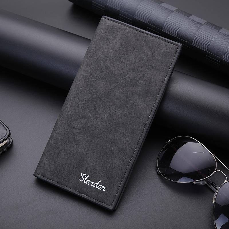 wallets for men short long slim thin for boy men's clutch bag famous billetera men leather purse Card Holder porte feuille homme: Black long