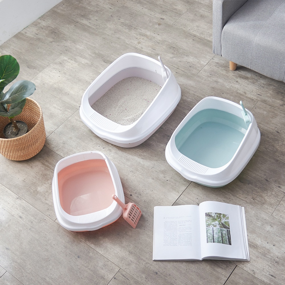 Home Pet Toilet Bedpan Anti Splash Cats Litter Box Cat Dog Tray With Scoop Kitten Dog Clean Toilette Plastic Sand Box Supplies