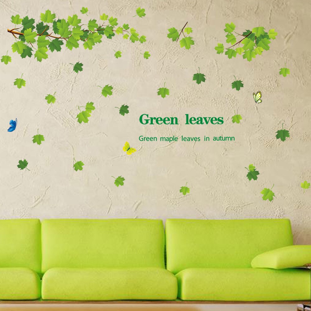 Giant Tree Green Leaves Large Branch Wall Decals Removable PVC Wall Stickers for Living Room Bedroom Bedside Decoration Murals