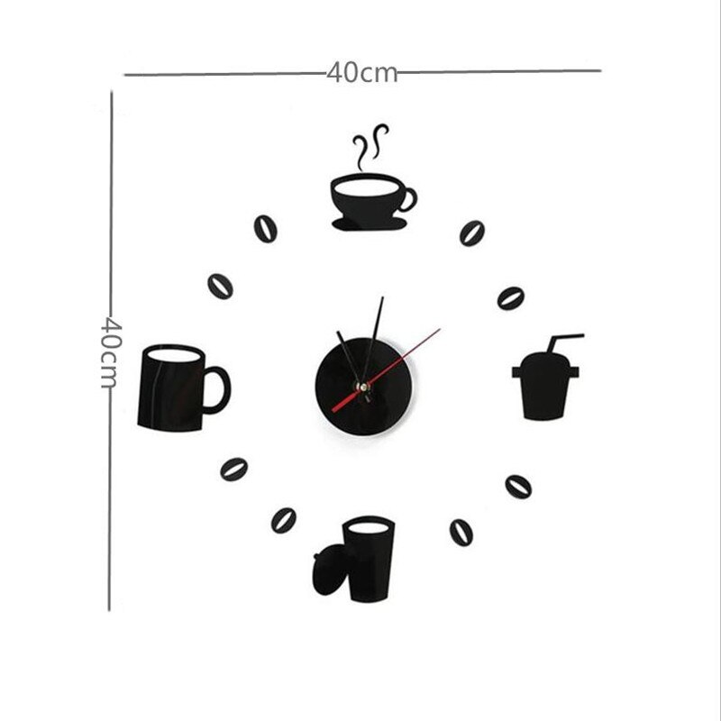Wall Clock DIY 3D Number Wall Clock Sticker Home Room Decor Modern Office Decor Drinking Shape Wall Clock Decal