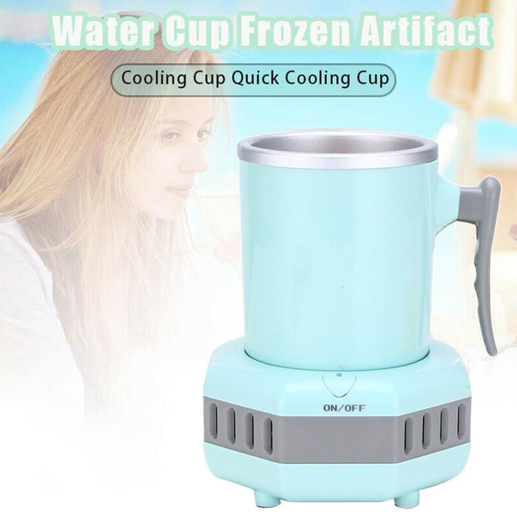 Mini Quick Electric Ice Maker Machine Kettle Drink Chiller for Milk Coffee: Blue