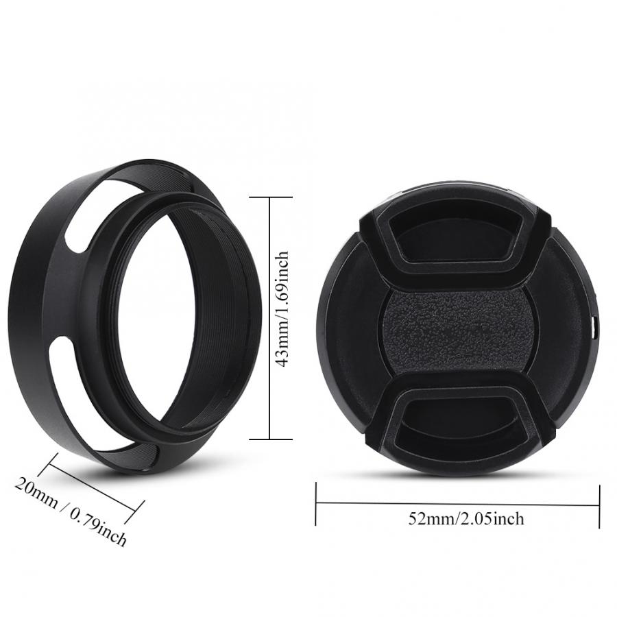 lens hood 43mm Black Metal Lens Hood with Plastic Lenses Cap for Leica Photography Accessory len accessories Lens Hood with Cap