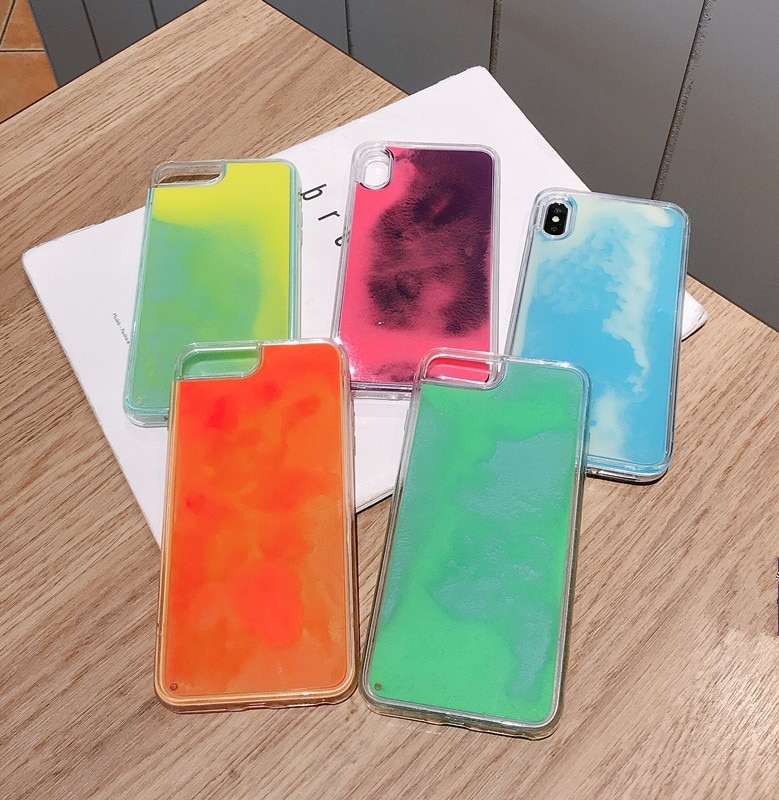 Vloeibare Lichtgevende Neon Zand Drijfzand telefoon Case voor Xiaomi Redmi Note 7 Pro Glow In The Dark voor Redmi Note 8 Pro Cover Case