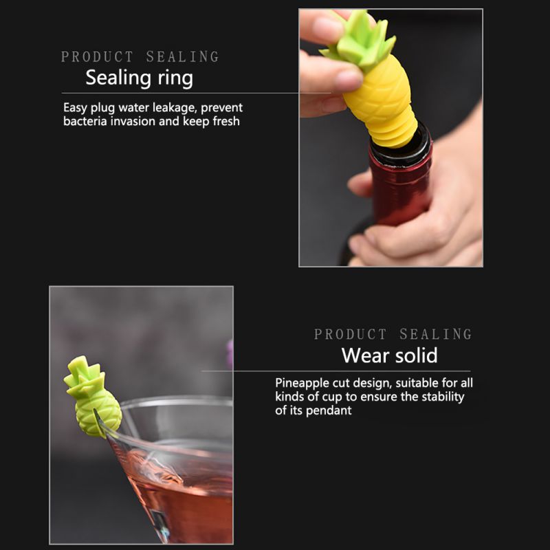 Charms Wijn Stoppers Ananas Wijn Fles Stoppers Silicone Herbruikbare Drank Fles Stoppers