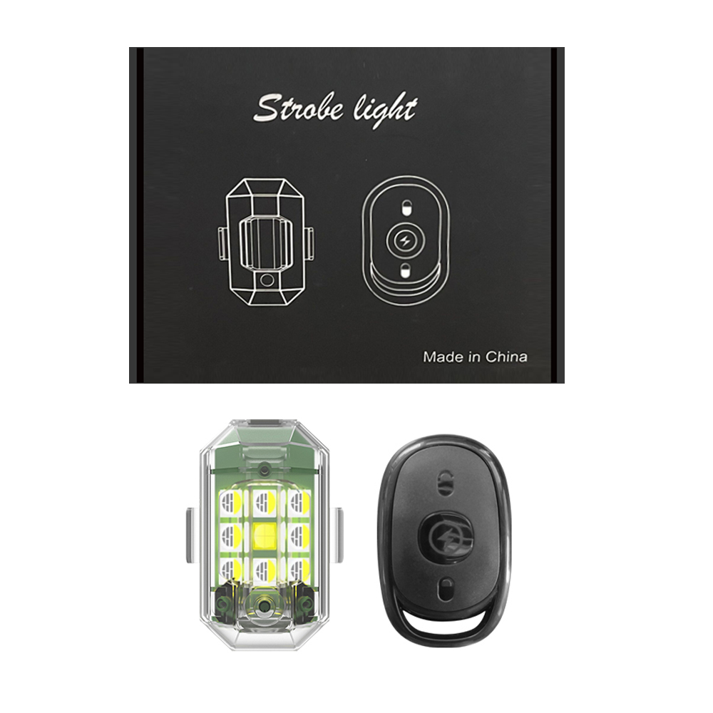 4 STKS Draadloze LED Drone Stroboscooplamp voor Motor Auto Fiets Afstandsbediening Anti-collision Waarschuwingslampje Signaallicht: YELLOW