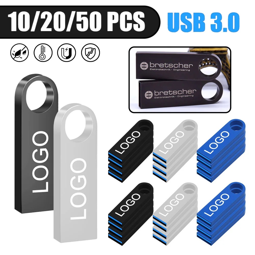 10/ 20/50 Pcs/lot Free Logo metal USB 3. 0Flash Drive 64GB 32GB memory Flash USB Stick 16GB 8GB pen drive PenDrive U Disk