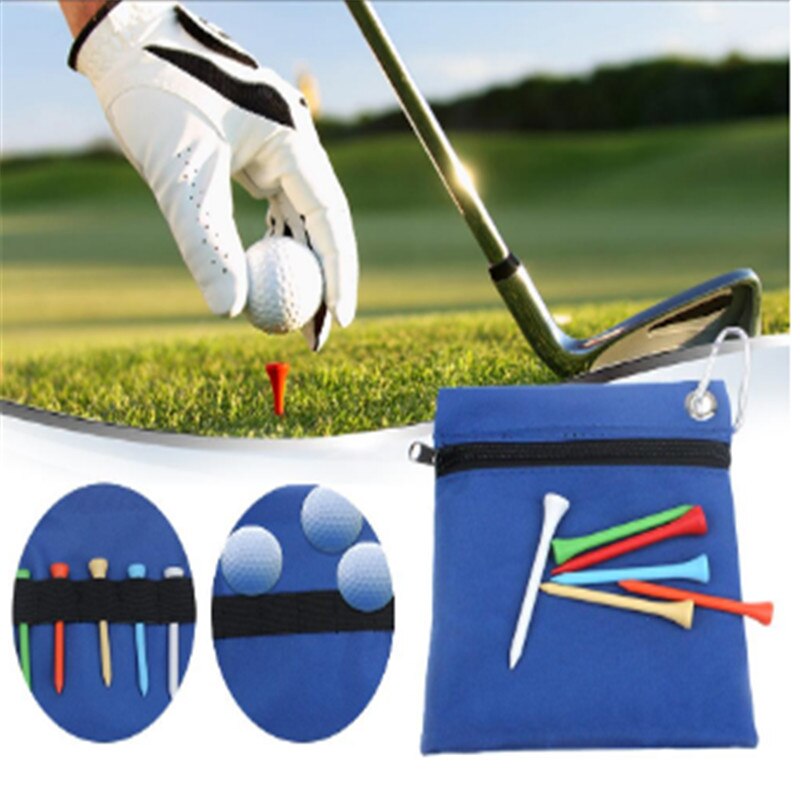 Glidelås golf tee ball bag nylon oppbevaringspose holder med karabinkrok golftilbehør