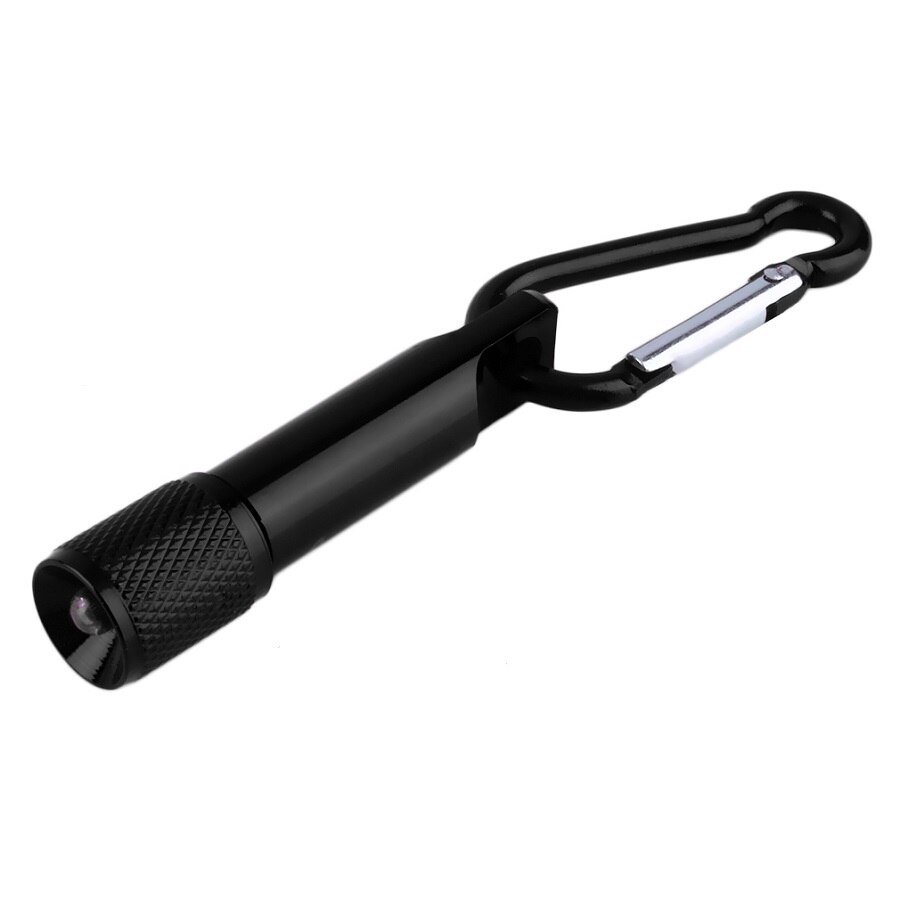 Mini lommelygte lommelygte karabinhage nøglering krog lampe bærbar 5 led mini lommelygte lys fakkel aluminium nøglering: Sort