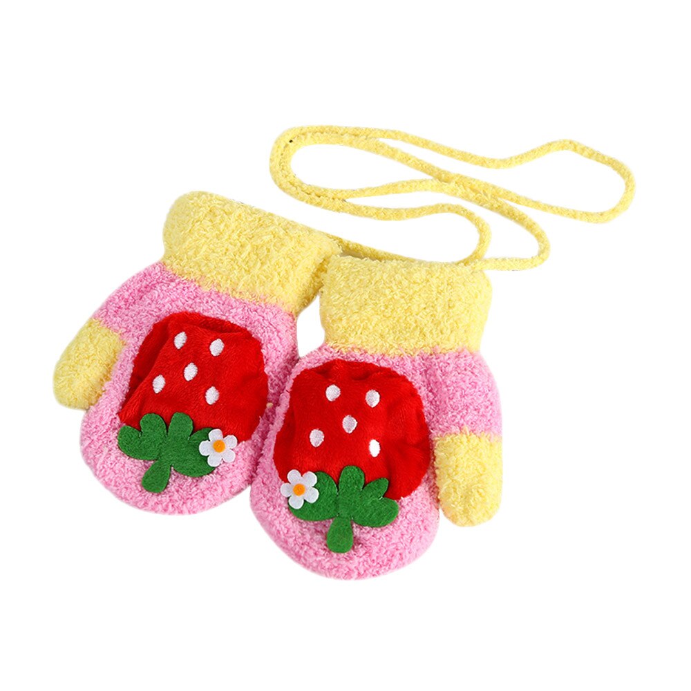 Kinderen Meisjes Jongens Winter Handschoenen Cartoon Dier Patchwork Warm Houden Wanten Handschoenen Pak Voor 2-4 Jaar Kinderen @ 10: Red 