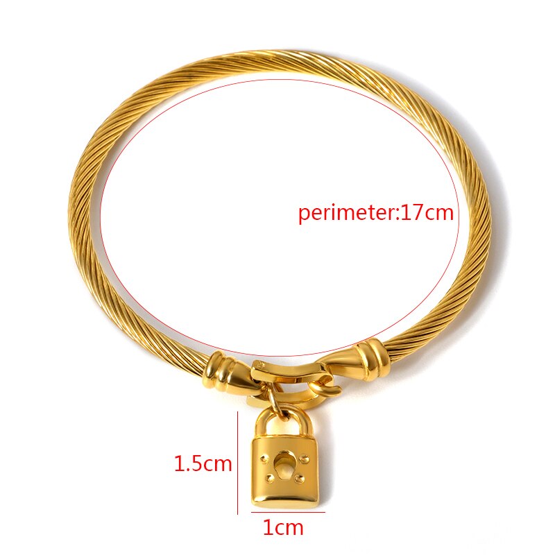 Stainless Steel Cable Wire Bracelets for Women Key Heart Virgin Mary Lock Round Tag Charm Bracelets & Bangle Gold Jewelry: style5 gold