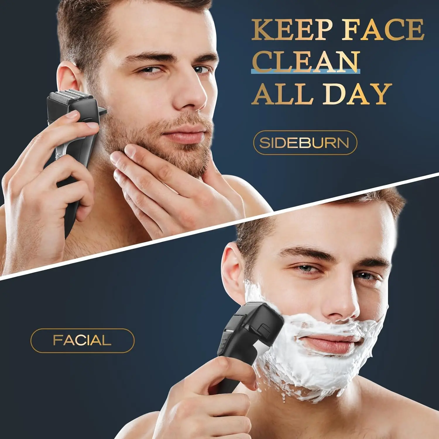 Ipx7 Waterproof Face Electric Shaver Km-3215 5 Cutter Heads Net Floating Trimmer Hair Razor Shaver