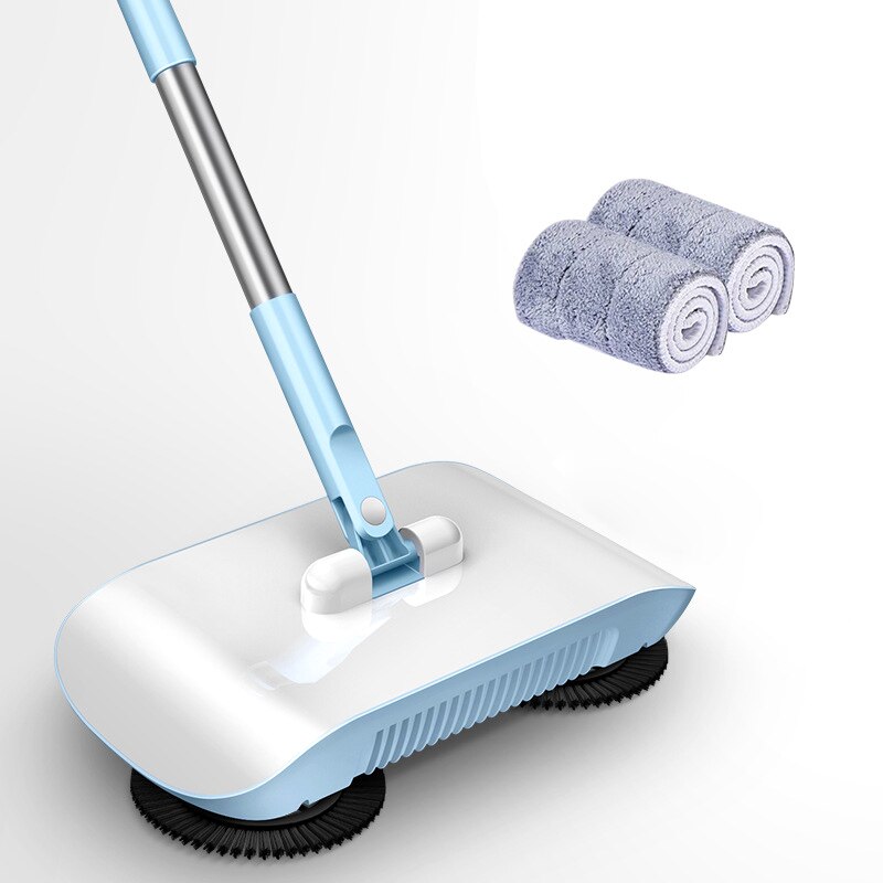 Factory direct hand push sweeper household broom dustpan mop all-in-one mop sweeper without dead corner cleaning mop: bule 2 pcs