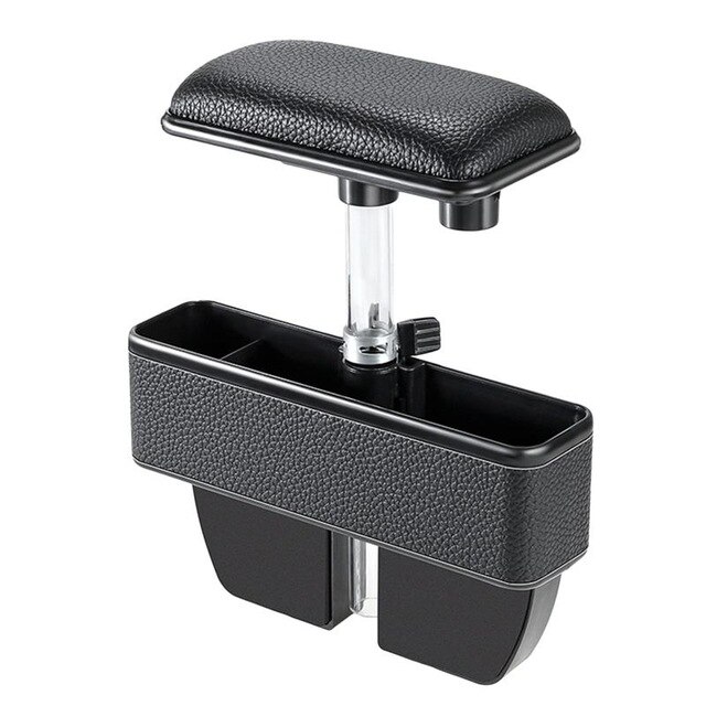 Verstelbare multifunctionele grote opbergruimte armsteun middenconsole pu-leren pads universele auto middenconsole armsteunen: Zwart