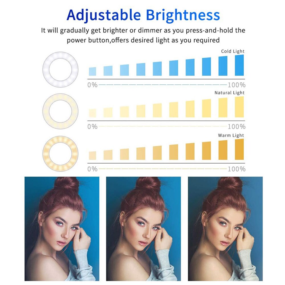 Mini anneau lumineux LED pour Selfie, Rechargeable par USB, lampe circulaire à Clip, pour téléphone intelligent, Ipad, pour photographie, vidéo, maquillage, lumières de remplissage, Photo