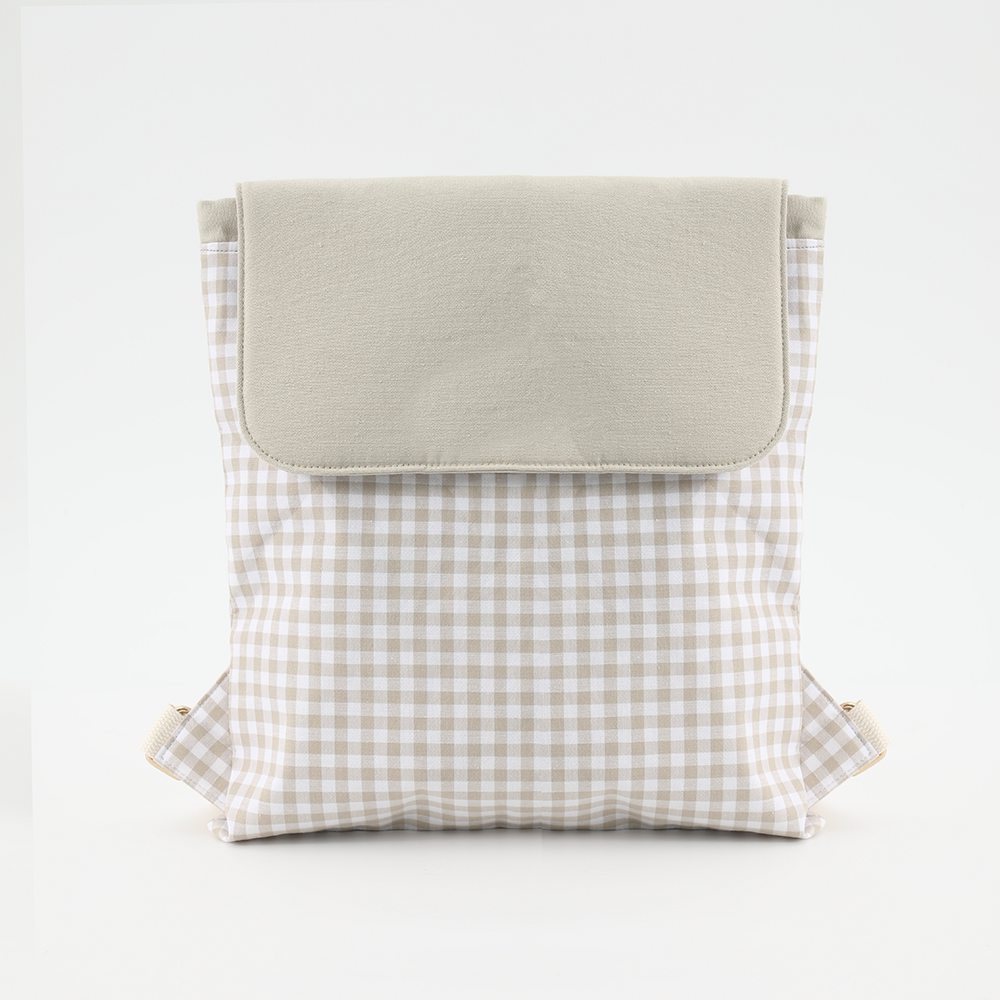 Plaid Backpack For Girls Drawstring Students Canvas Travel Schoolbag Laptop Bookbag: GRAY