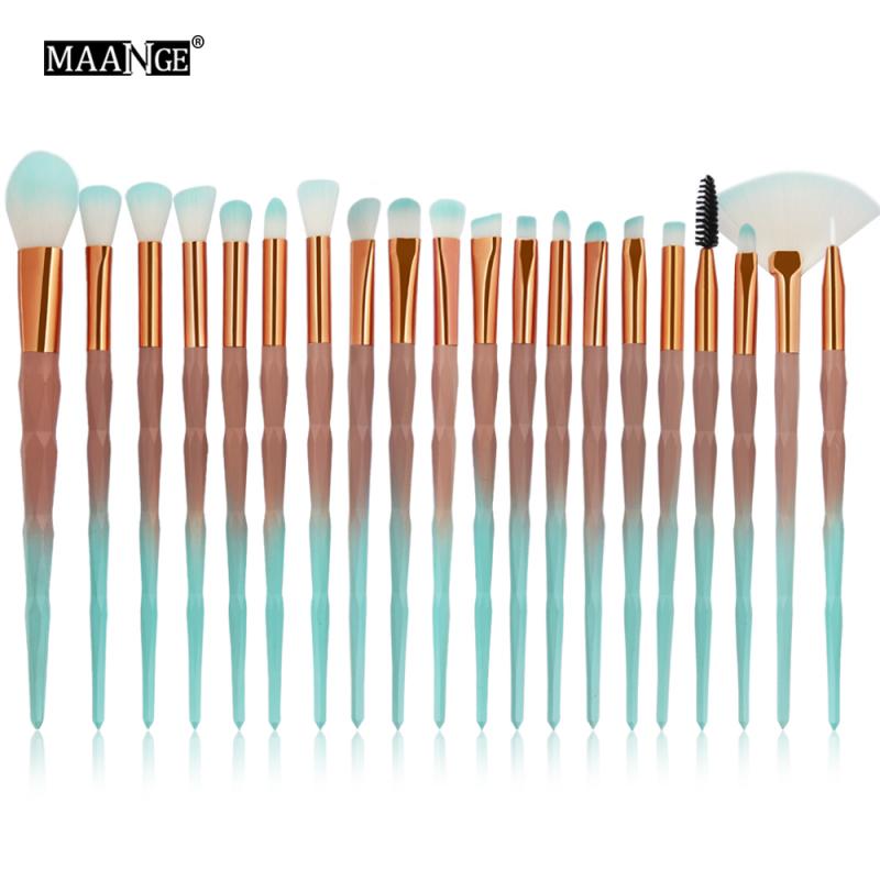 10pc trä ögonbryn ögonskugga borste makeup borstar foundation rouge blanda kosmetisk skönhet smink verktyg косметика maquillaje: Grön