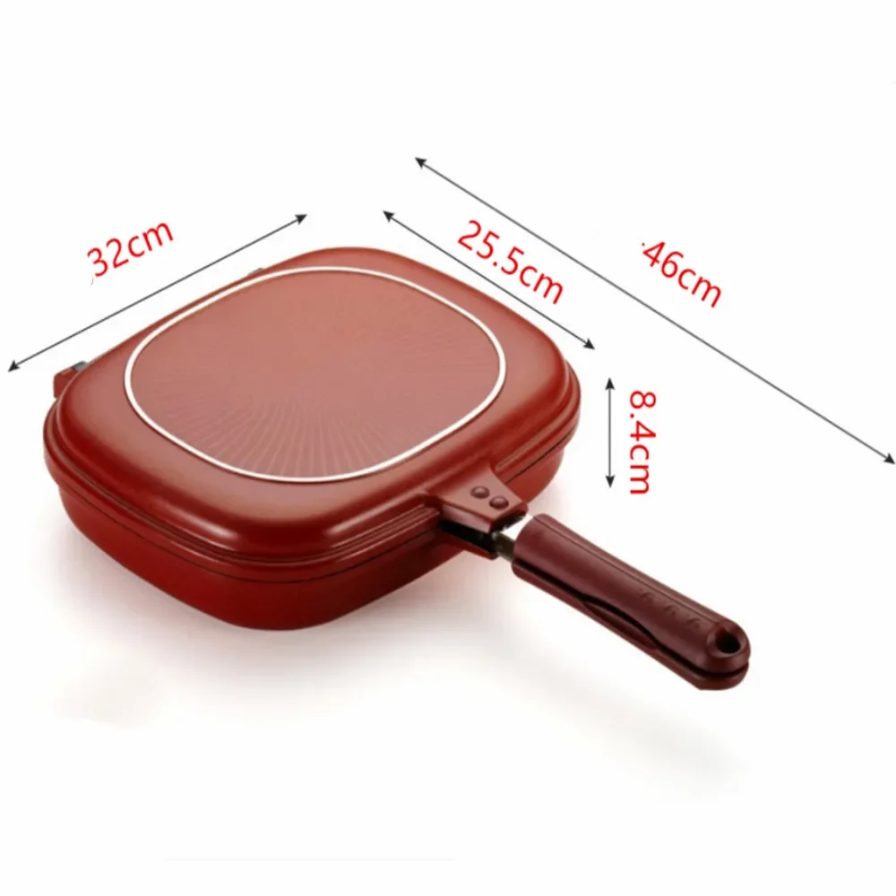 32cm dobbeltsidede stegepander stegepande grill bageplade non-stick stegepande wokpande hjem have pandekage til køkkenet: Hvid