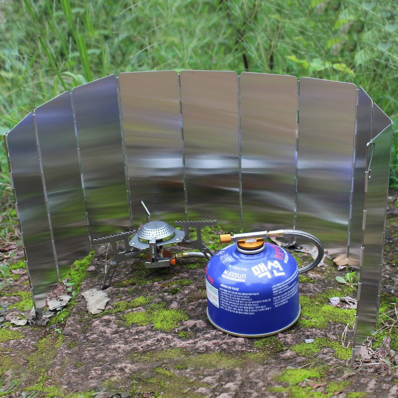 Pare-Vent Pliable 10 Plaques En Alliage D'Aluminium - Pare-Brise Camping Portable Pour Réchaud