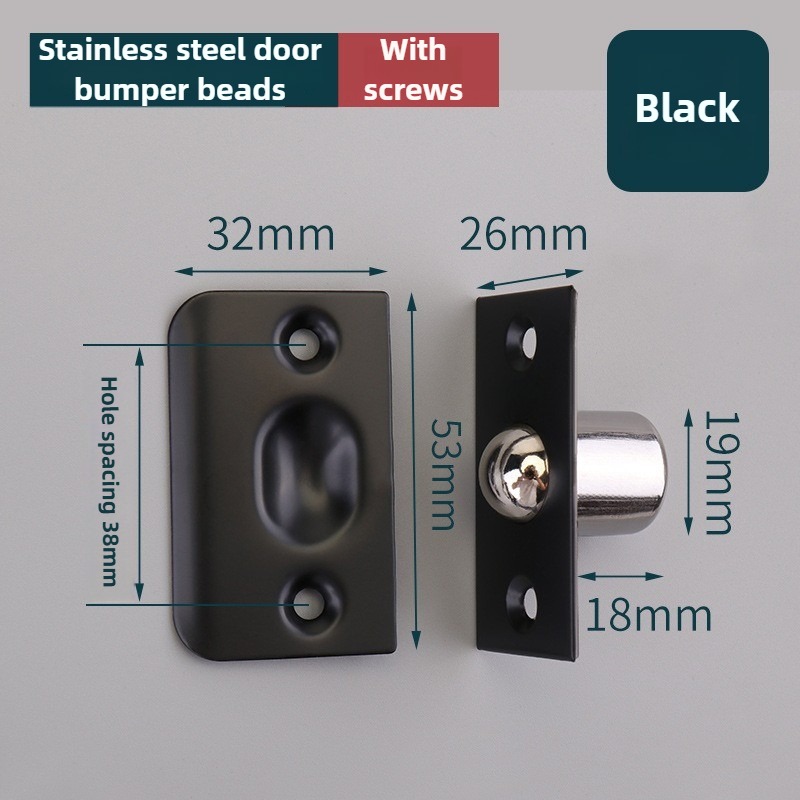 1Set Stainless steel Closet Door Ball Catch with Screw Cabinet Gate Spring Roller Ball Door Latch Set Door Stopper Furniture: Black/Gold