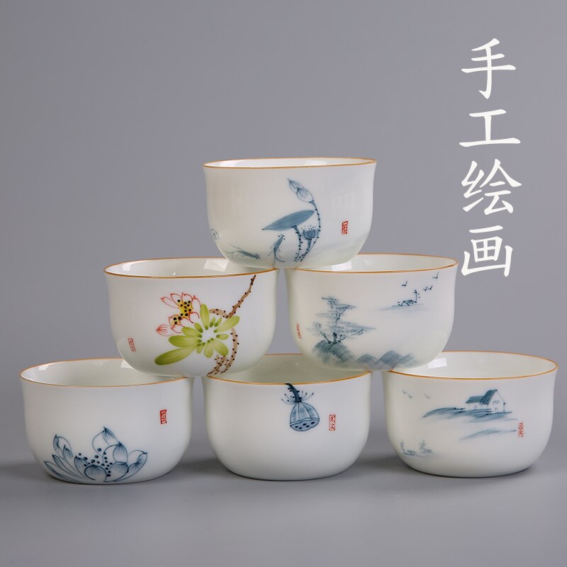 Thee Cup Wit Porselein Theekopjes Handgeschilderde Keramische Ambachten Collectie Porselein Keramische Cup 90 Ml Theekopje