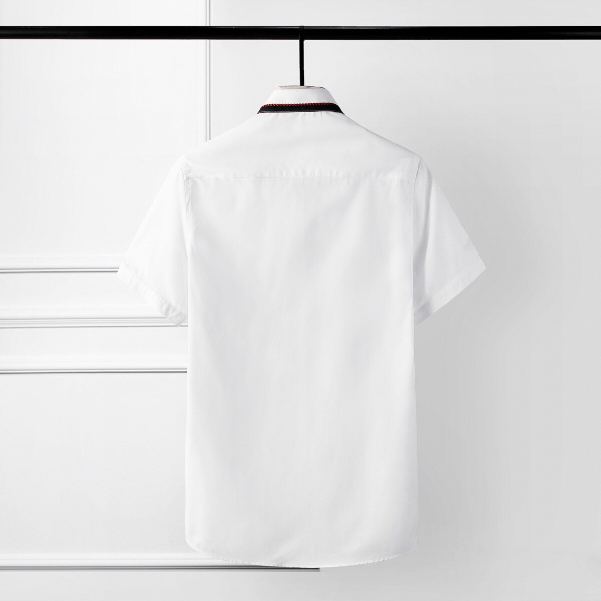 Minglu sort hvid splejsning herreskjorter kontrastfarve broderi kortærmede herre kjole skjorter plus størrelse 3xl 4xl festskjorter mand