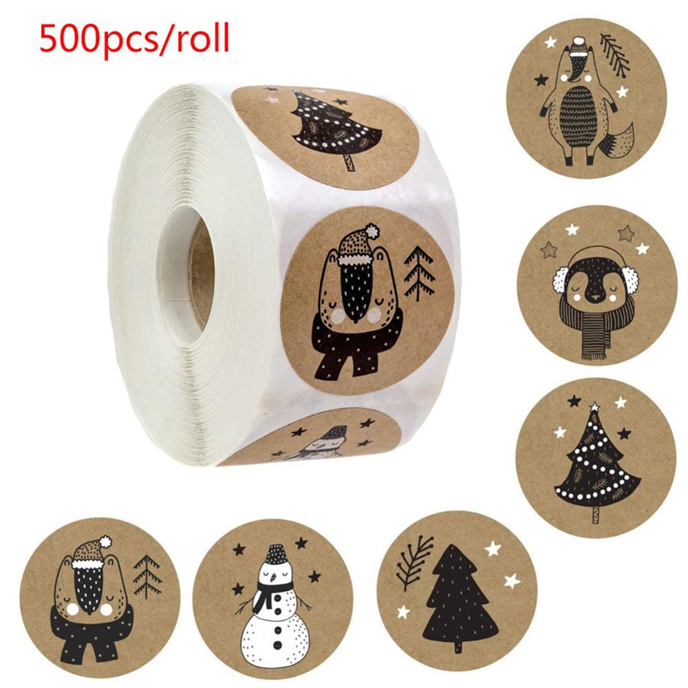 Black & White Vrolijk Kerstfeest Stickers 500 Stuks Dieren Sneeuwpop Bomen Decoratieve Stickers Wikkelen Geschenkdoos Label Kerst Tags