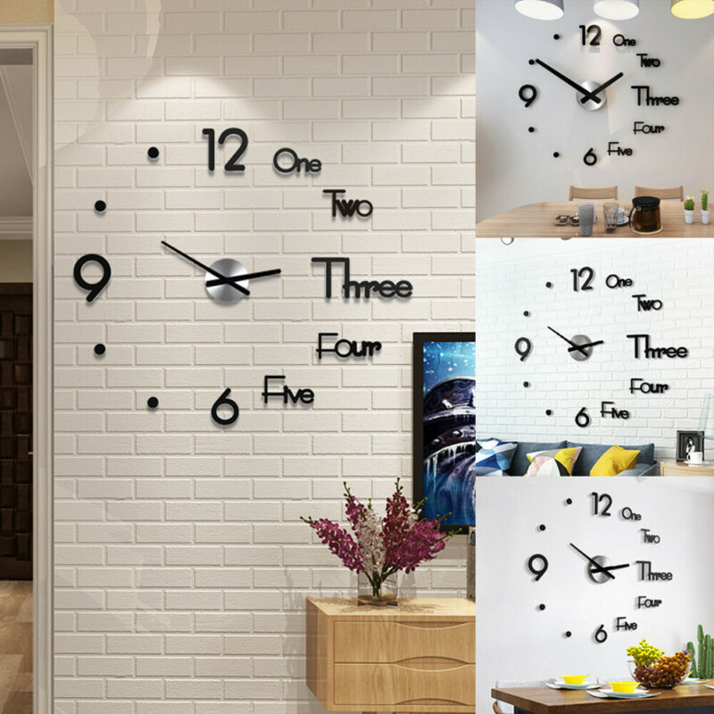 Function Acrylic Minimalist Wall Clock Modern DIY Wall Clock 3D Decorative Mirror Surface Sticker Home Office Decor Wall Clock