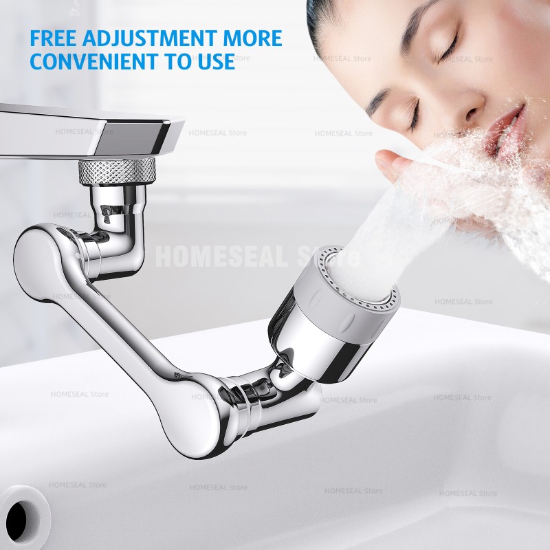 Universal- 1080 Grad drehbarer Wasserhahn Belüfter Verlängerung Kunststoff Spritzfilter Wasserhähne Bubbler Düse Roboterarm 2 Modi Wasserhahn