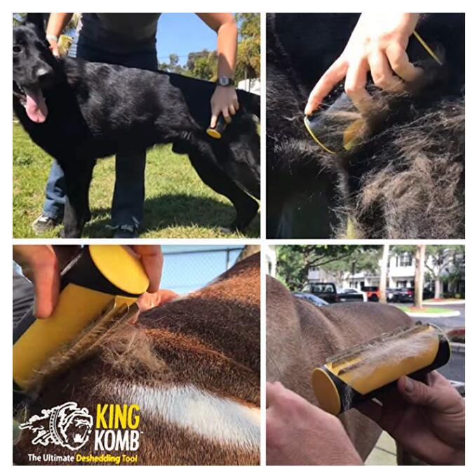 Dog Cat Horse Kingkomb Self Cleaning 3 Blades Brush With King Rubber Bristles Ultimate Desheeding Tool Komb Comb
