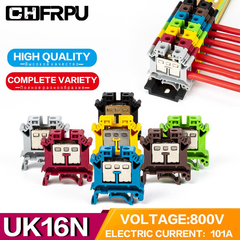 10 Stuks Din Rail Terminal Blok UK-16N Connductor Universele Klasse Schroef Draad Connector Strips Demonteren Montage