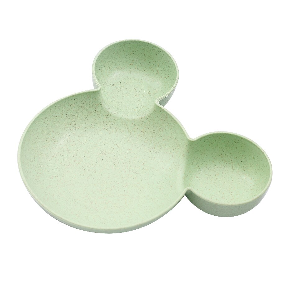 Baby Servies Cartoon Kids Verdeeld Kom Food Grade Eco Tarwe Stro Kinderen Plaat Babyvoeding Servies Eten Gerechten: Green bowl