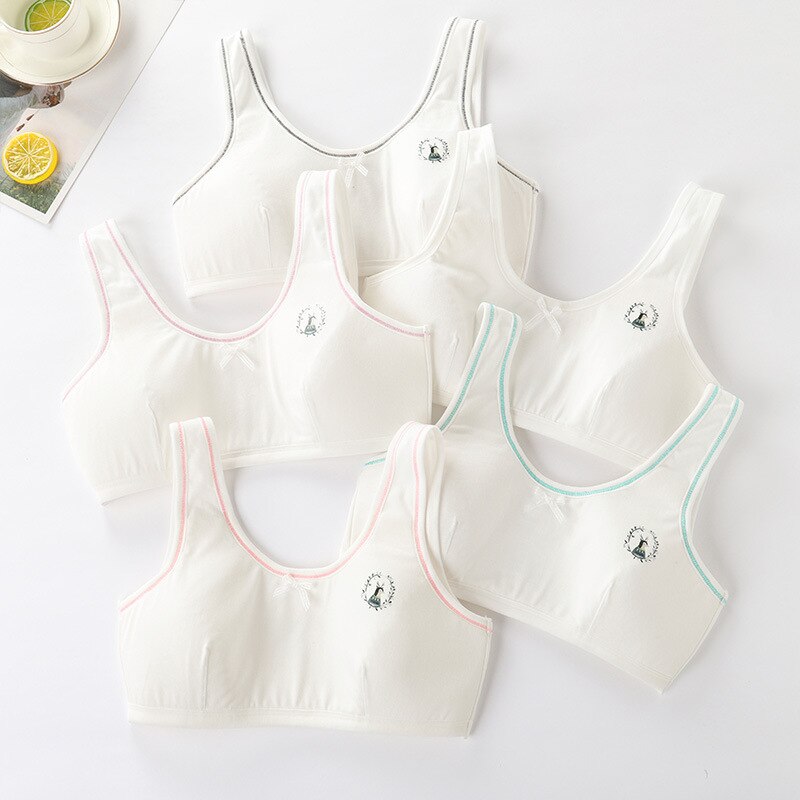 Soutien-gorge Double couche en coton pour enfants, sous-vêtements pour adolescentes de 8 à 16 ans, 5 pièces/lot: 1-21GN021
