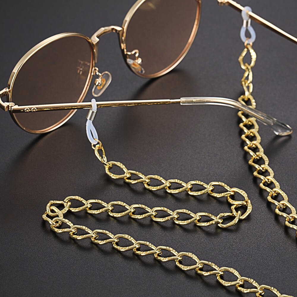 Kvinder stjerne indretning guld metal solbriller kæder skridsikre læsebriller holder rem briller holder brille tilbehør: 4