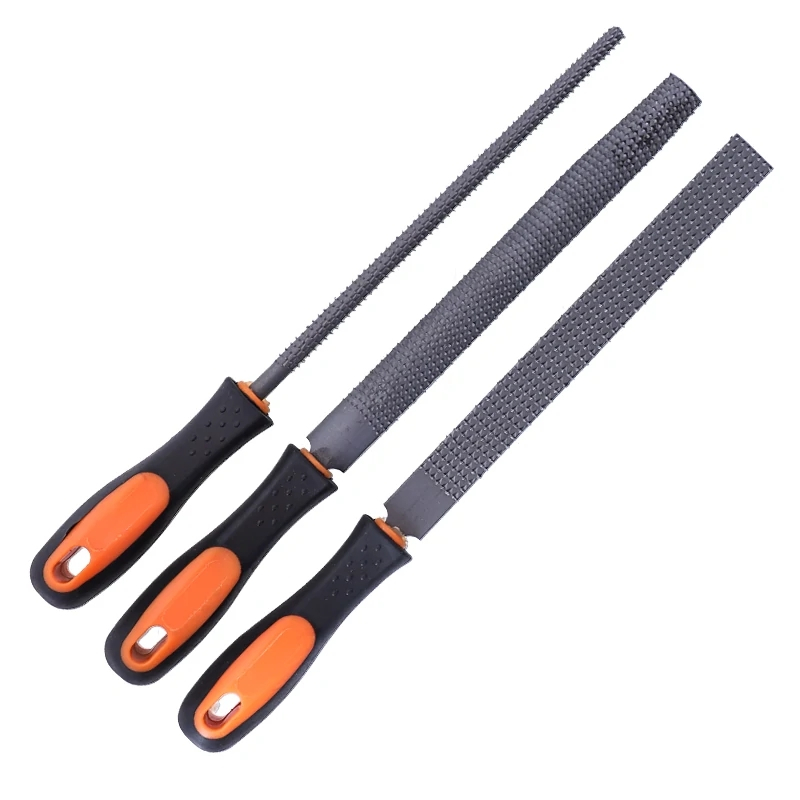 3Pcs 8" Wood Rasp Files Coarse Teeth Woodworking Filing Home DIY Round Flat Half-Round Hand Tools