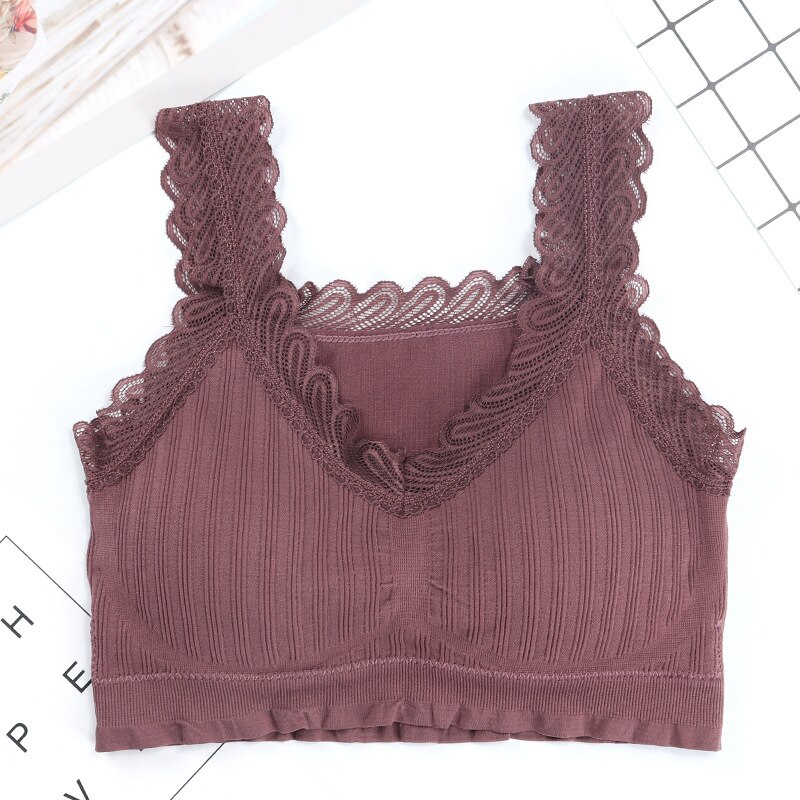 WANAYOU sostén deportivo de encaje para mujer, Top deportivo acolchado Push Up, sostén sin costuras para Yoga, Tops de Yoga para correr sin alambre, ropa interior deportiva transpirable: Púrpura