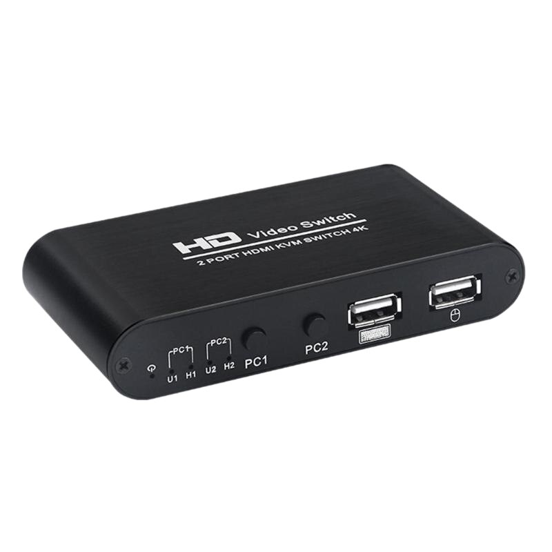 2 Port Hdmi Kvm Switch 4K X 2K Ultra Hd Switcher Voor Dual Monitor Toetsenbord Muis: Default Title