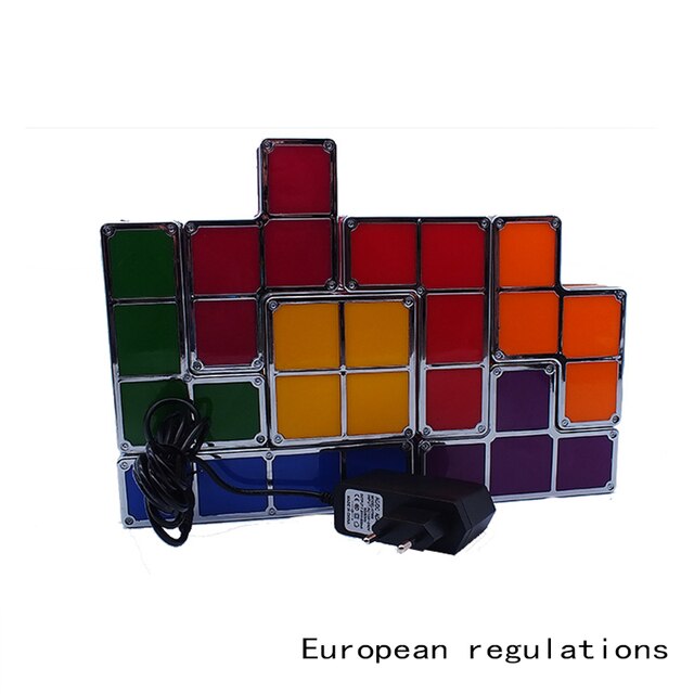 Upgrade Diy Nachtlampje Kleurrijke Stapelbaar Tangram Puzzel 7 Stuks Led Inductie Grijpende Licht 3D Speelgoed: round pin plug