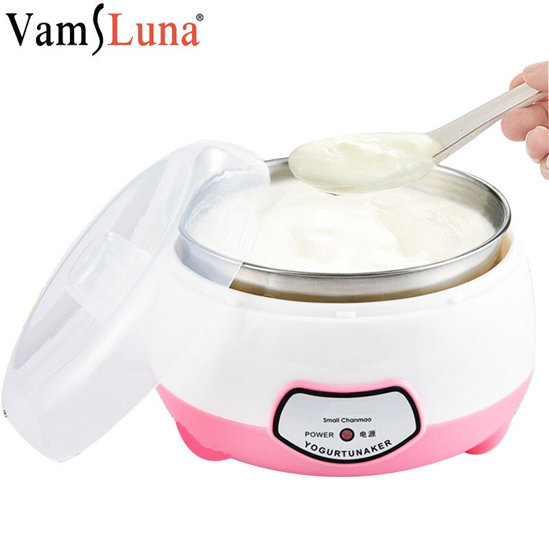 Elektrische Yoghurt Maker 1L Automatische Yoghurt Machine Huishoudelijke Diy Yoghurt Gereedschap Keuken Apparaat Rvs Tank Roze 220V