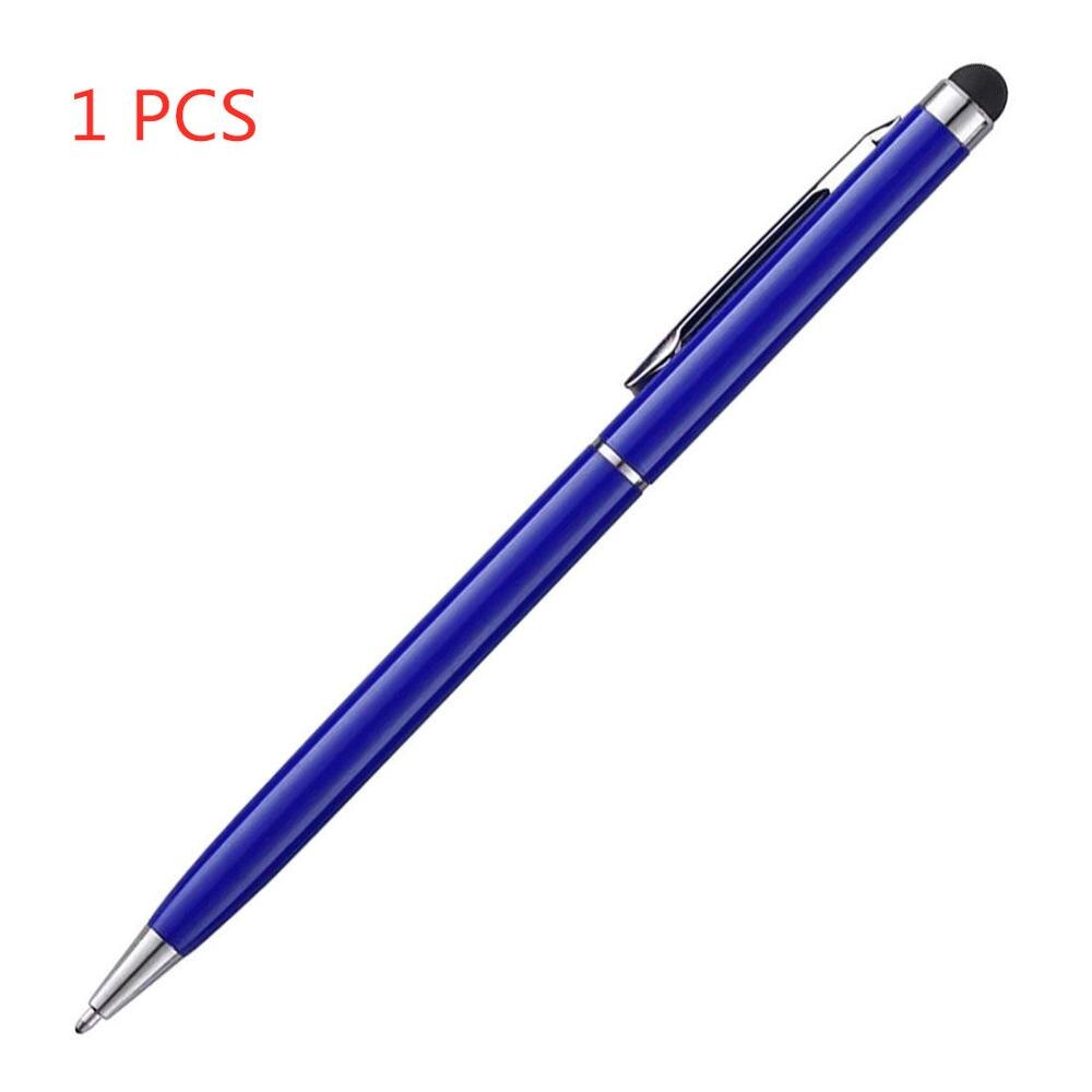 12 couleurs 1 pièces 5 pc/10 pièces 2 en 1 stylo à bille écran tactile stylet utile 2 en 1 tablette stylo pour Pad téléphone intelligent: Dark Blue-1pcs