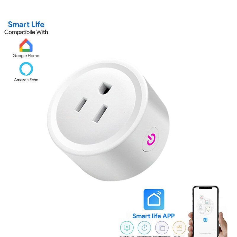 US standard WIFI smart plug smart life APP wireless remote control compatible with Alexa smart voice control AC110V 240V plug