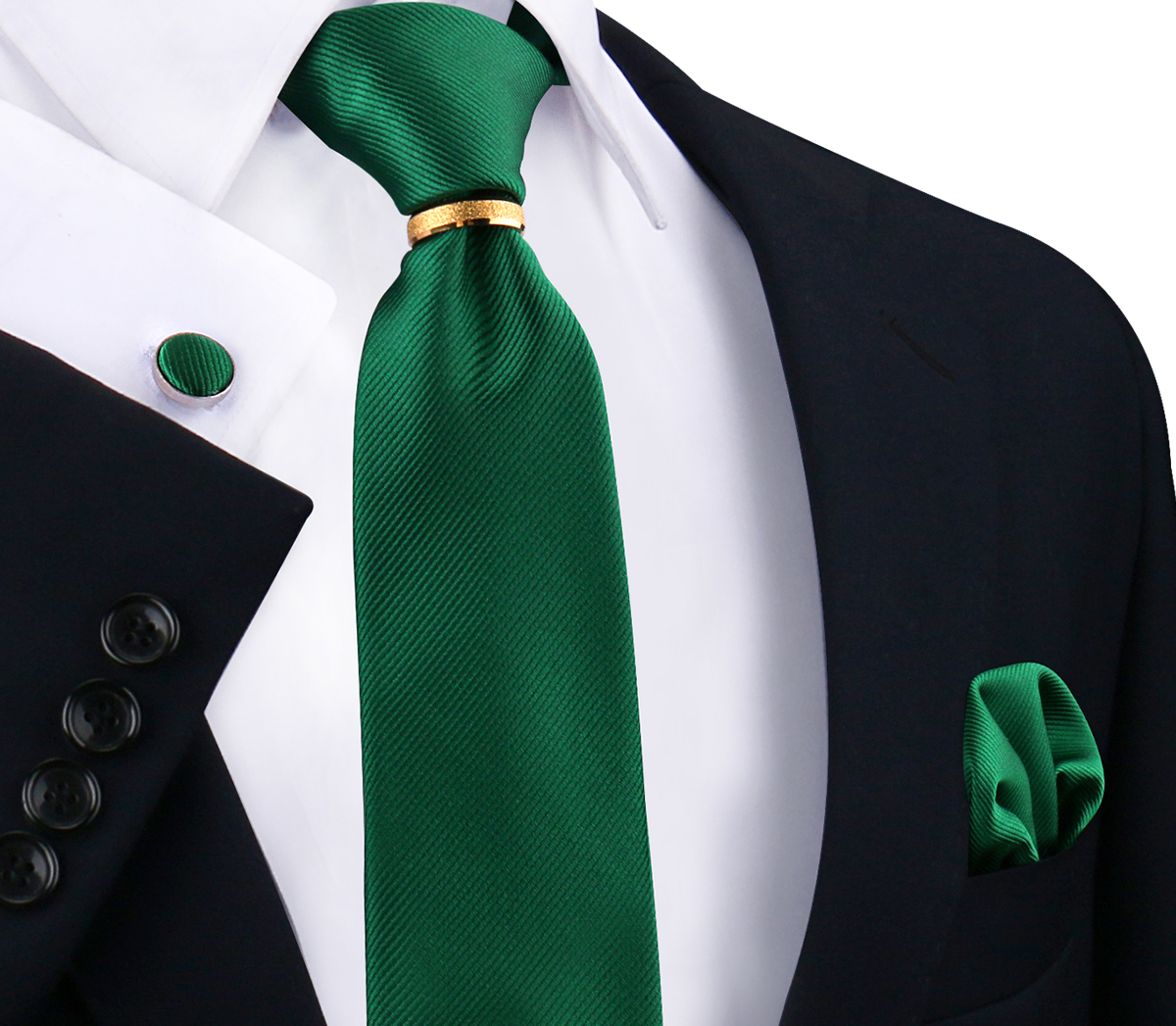 Conjunto de gravatas de seda sólida de luxo para homens gravata lenço abotoaduras com anel de metal dourado broche terno festa de casamento acessórios masculinos: Marfim
