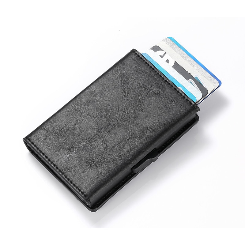 Bisi Goro Rfid Portemonnee Rfid Carbon Fiber Portemonnee Pu Lederen Card Case Enkele Doos Smart Credit kaarthouder