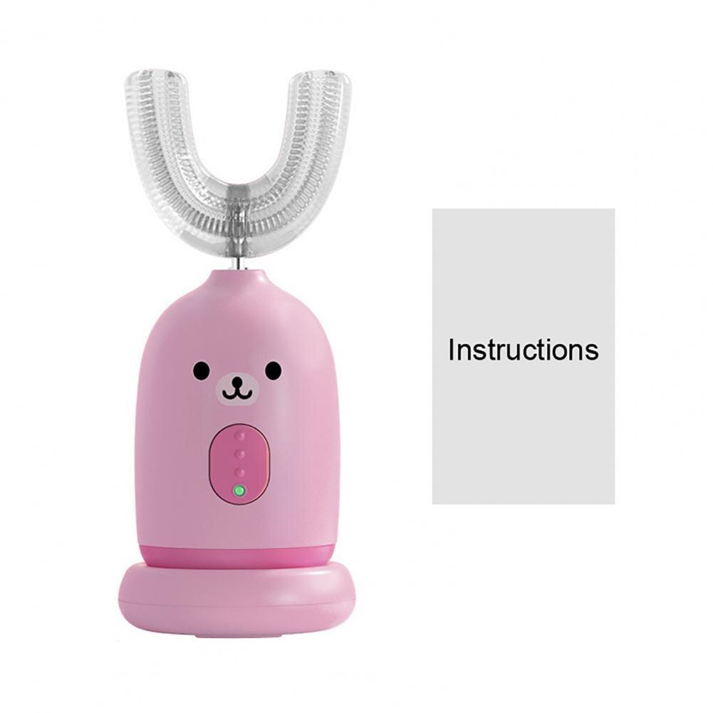 1 Set Kids Tandenborstel Ergonomische Fall Slip Cartoon Handvat U Vorm Elektrische 360 Tandenborstel Voor Reizen Tandheelkundige Zorg: Pink Cherry S