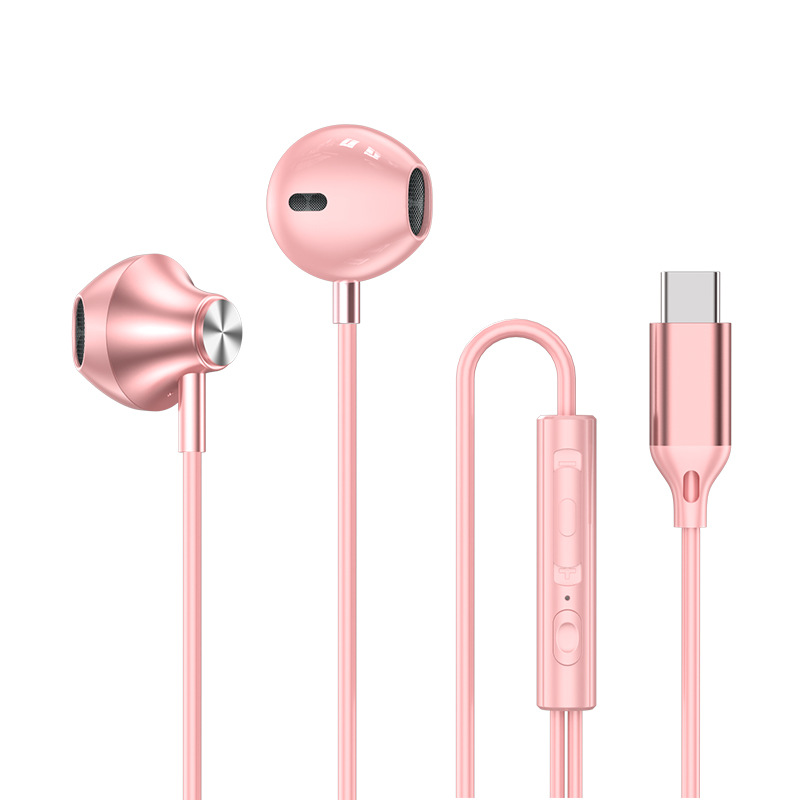 Typ C 3,5mm HIFI Stereo Verdrahtete Kopfhörer Schwere Bass in Ohr Kopfhörer Mit Mic Ohrhörer Lärm die Ermäßigung Gamer Headset für Xiaomi: Lila
